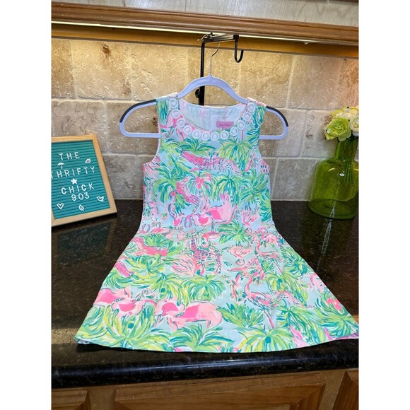 Lilly Pulitzer Other - Lilly Pulitzer Girls Mini Lottie Dress One in a Chameleon 12 Tropical Flamingo